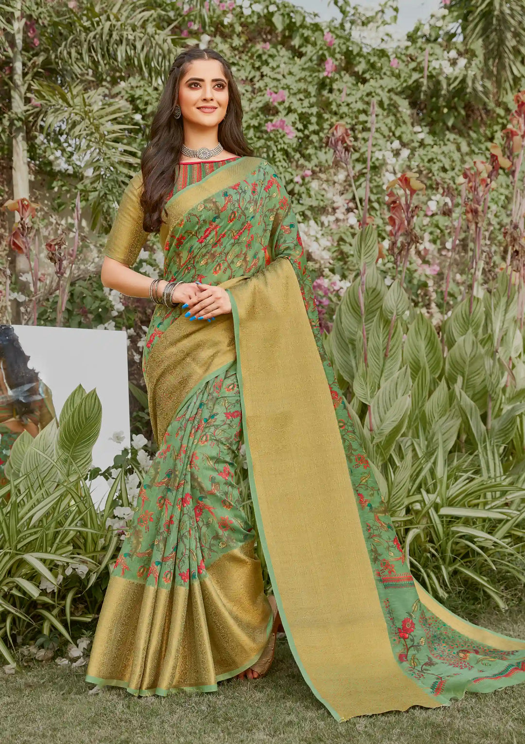 Linen Saree Wevon Designer | Digital Printed Traditional Wedding Wear