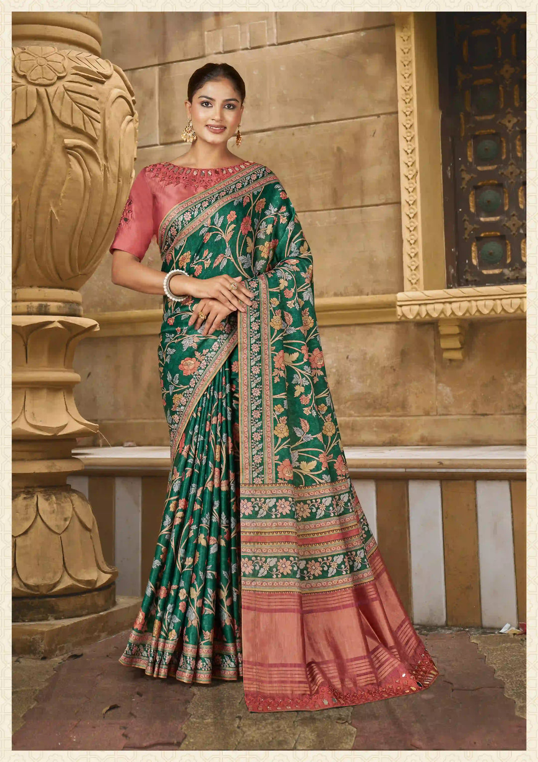 Gajji Silk Floral Printed Saree