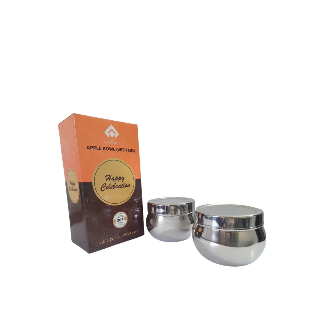 Apple Shaped Bowls with Lid Set of Two | Premium 304 Stainless Steel