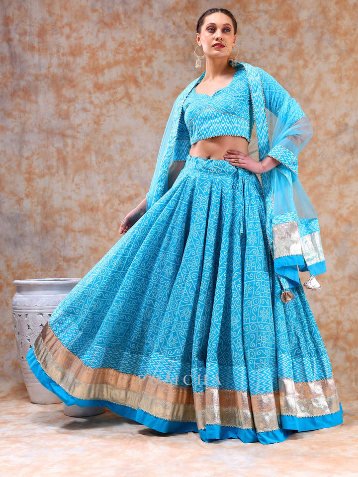 Breezy Elegance Defined | Cotton Lehenga with Light Net Dupatta
