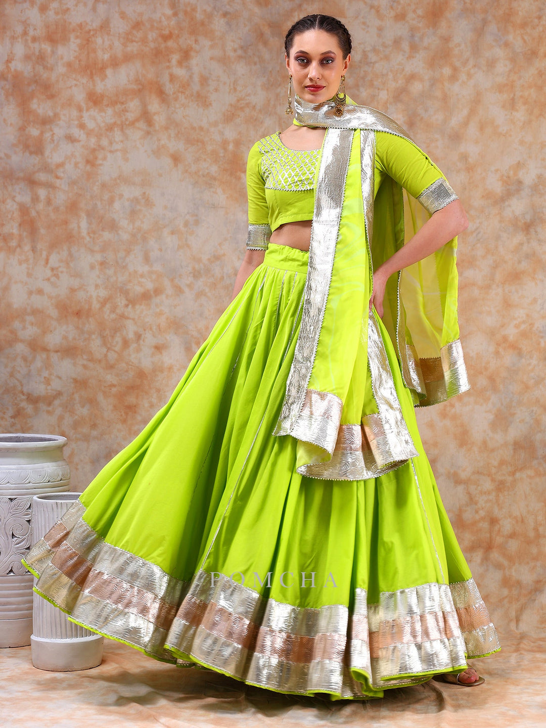 Dil Kash Bright Lime Green Lehenga Set | Elegant Ethnic Wear Set