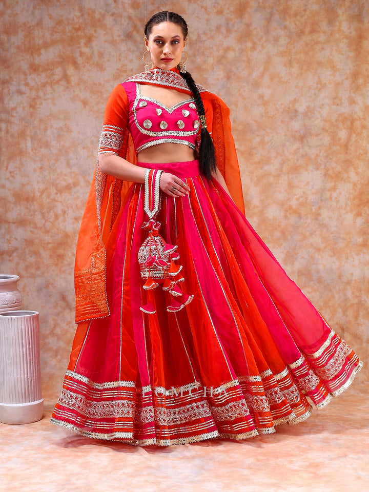 Unveil Luxury with Double Shade Organza Lehenga | Lace Work Details