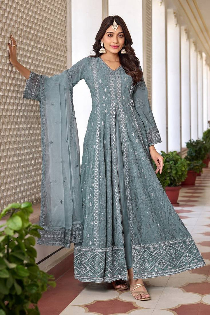 Elegant Anarkali Suit with Dupatta | Faux Georgette & Organza Pairing