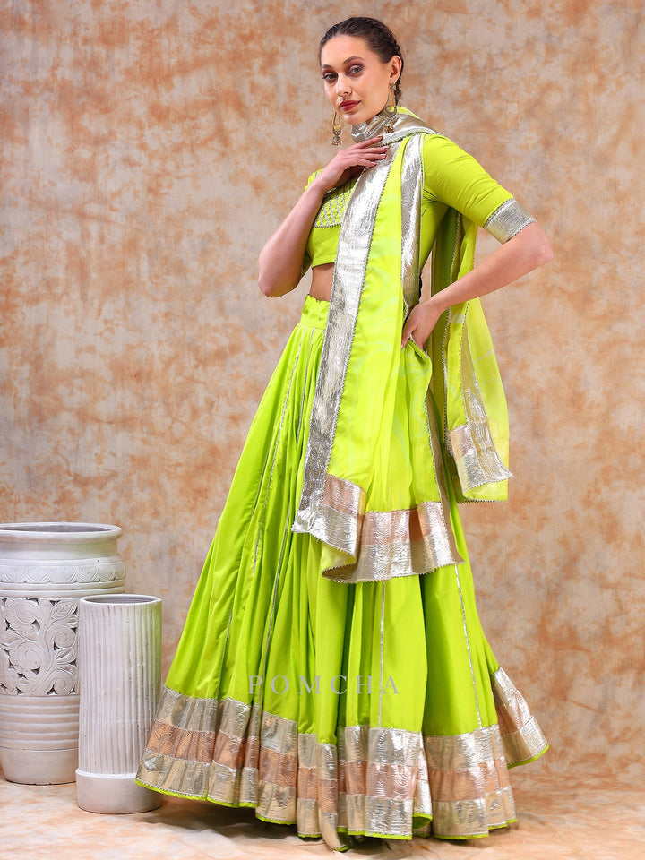Dil Kash Bright Lime Green Lehenga Set | Elegant Ethnic Wear Set