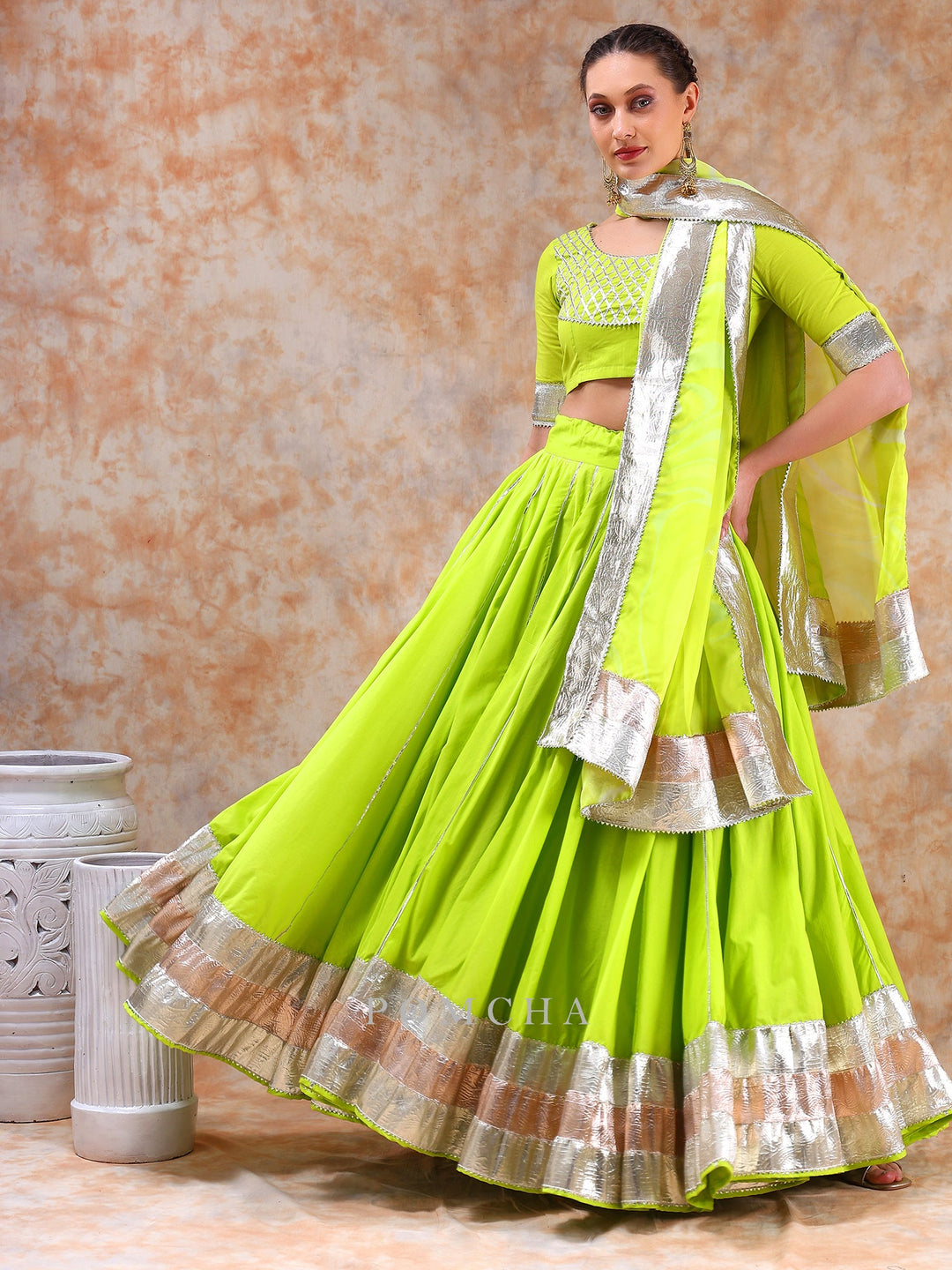 Dil Kash Bright Lime Green Lehenga Set | Elegant Ethnic Wear Set