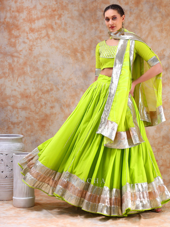 Dil Kash Bright Lime Green Lehenga Set | Elegant Ethnic Wear Set