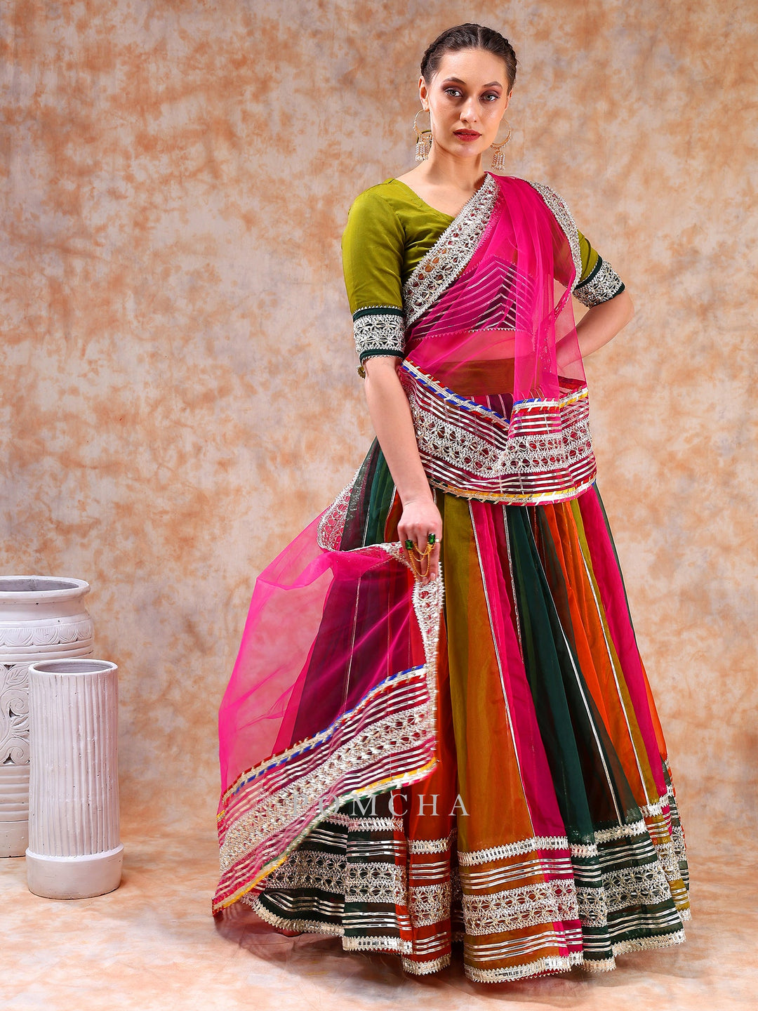 Vibrant Elegance Unveiled | Dil Kash Multicolor Organza Lehenga