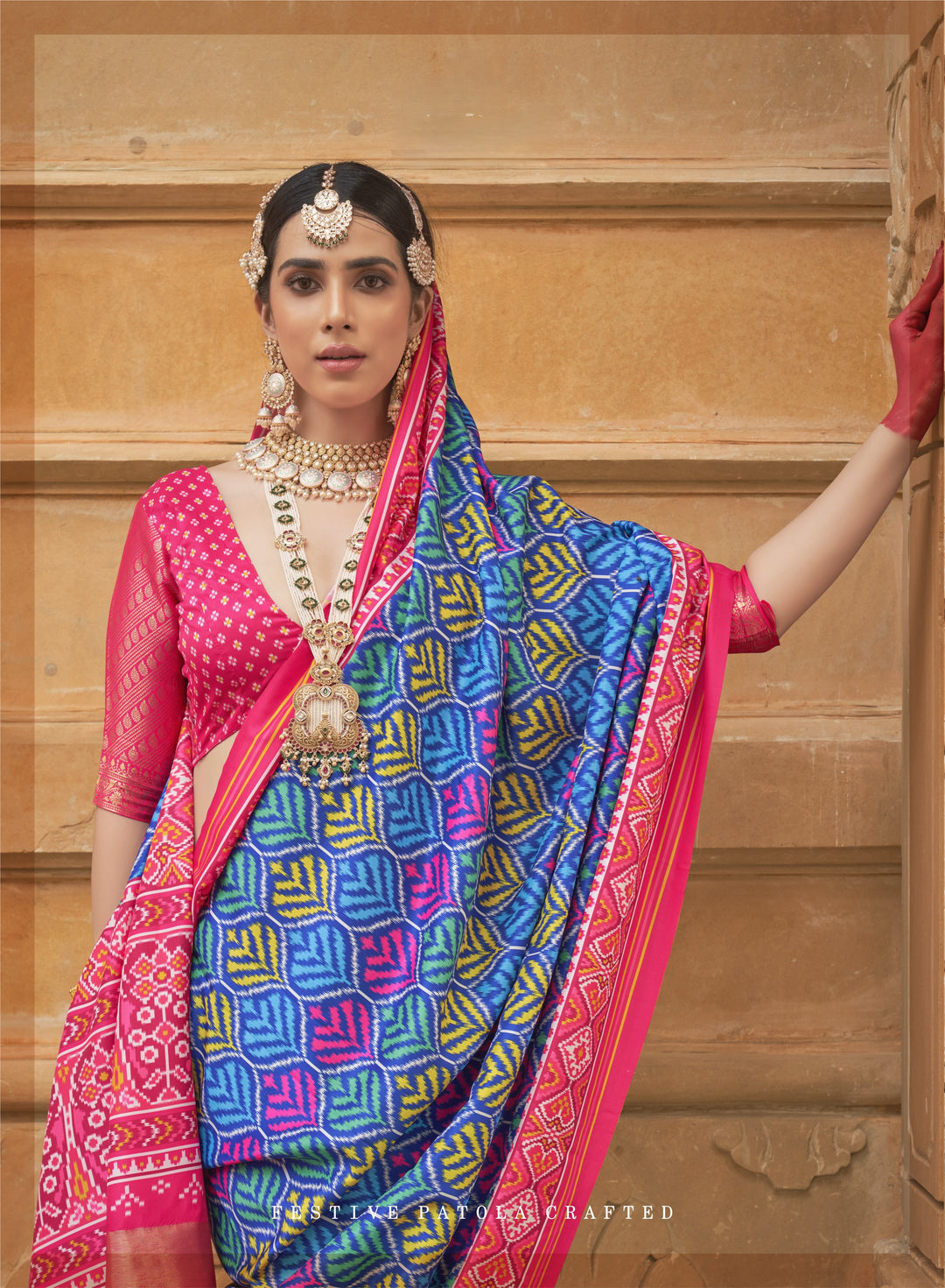 Alluring Blue Silk Saree with Matching Blouse & Printed Pallu