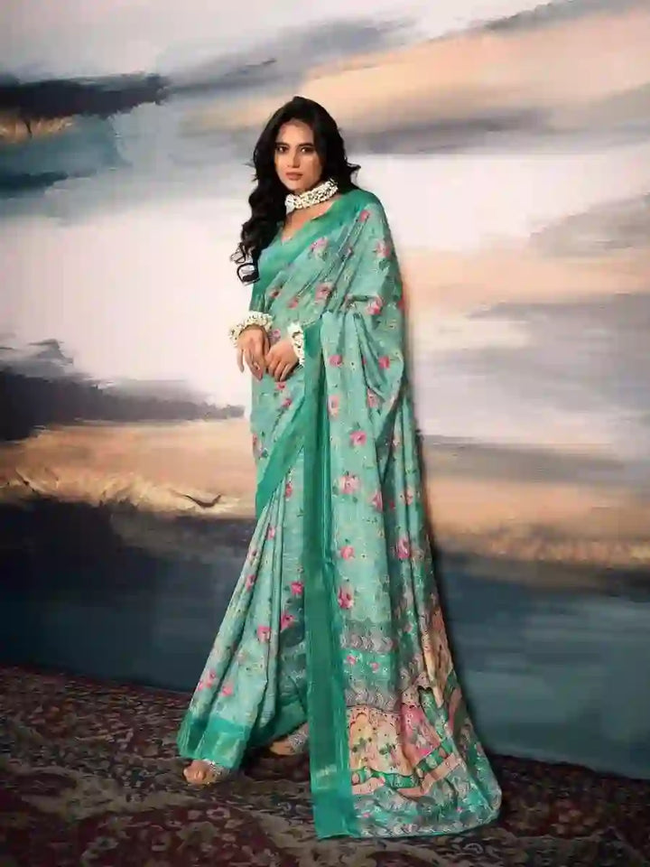 Beautiful Pink Cotton Silk Saree with Zari & Digital Print Details