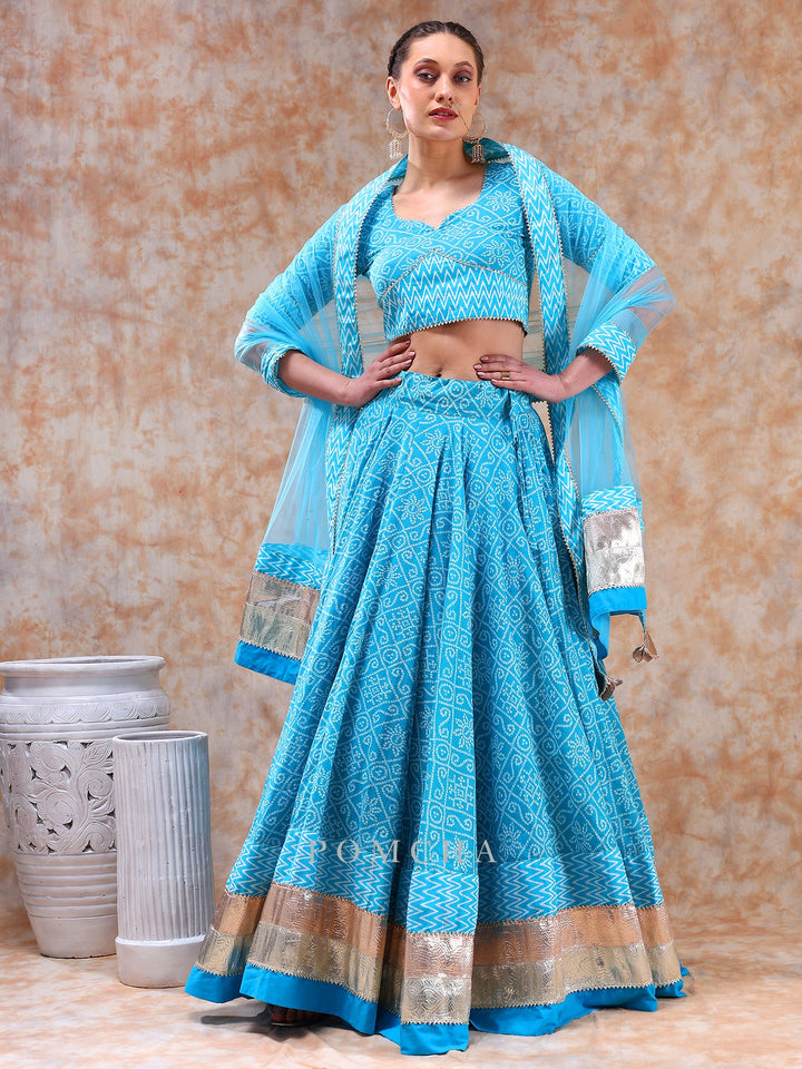 Breezy Elegance Defined | Cotton Lehenga with Light Net Dupatta