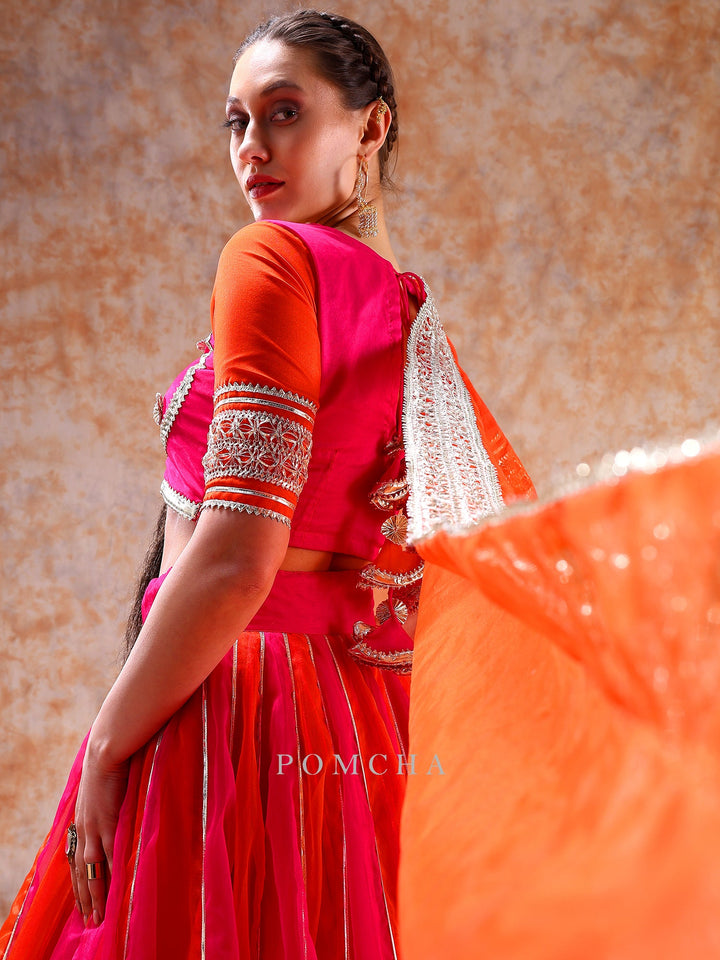 Unveil Luxury with Double Shade Organza Lehenga | Lace Work Details