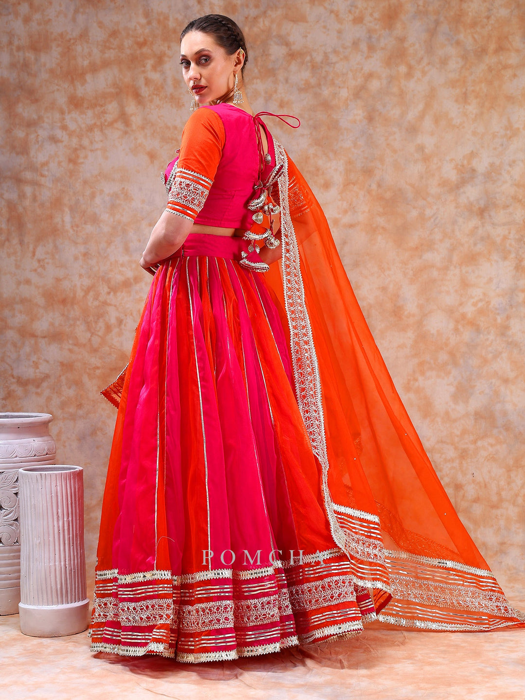 Unveil Luxury with Double Shade Organza Lehenga | Lace Work Details