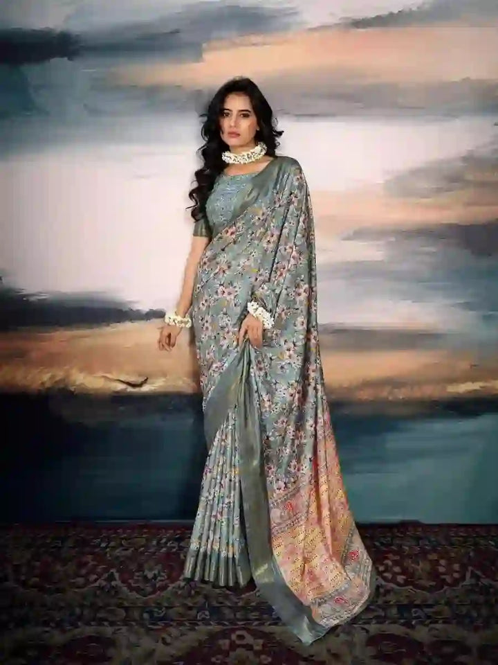 Beautiful Pink Cotton Silk Saree with Zari & Digital Print Details