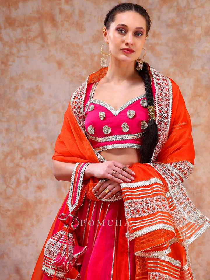 Unveil Luxury with Double Shade Organza Lehenga | Lace Work Details