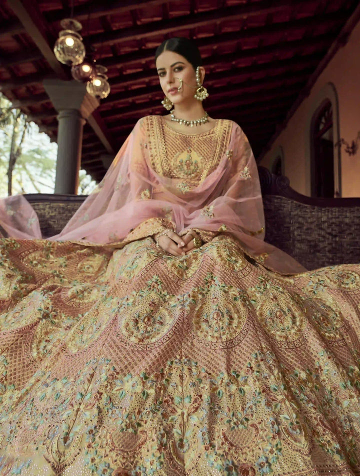 Peach Wedding Lehenga Choli | Traditional Craftsmanship & Modern Style