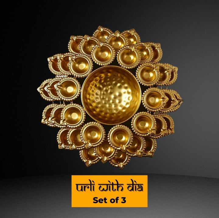 Decorative Diya Urli Set of 3 | Festive Ambience Pooja Items