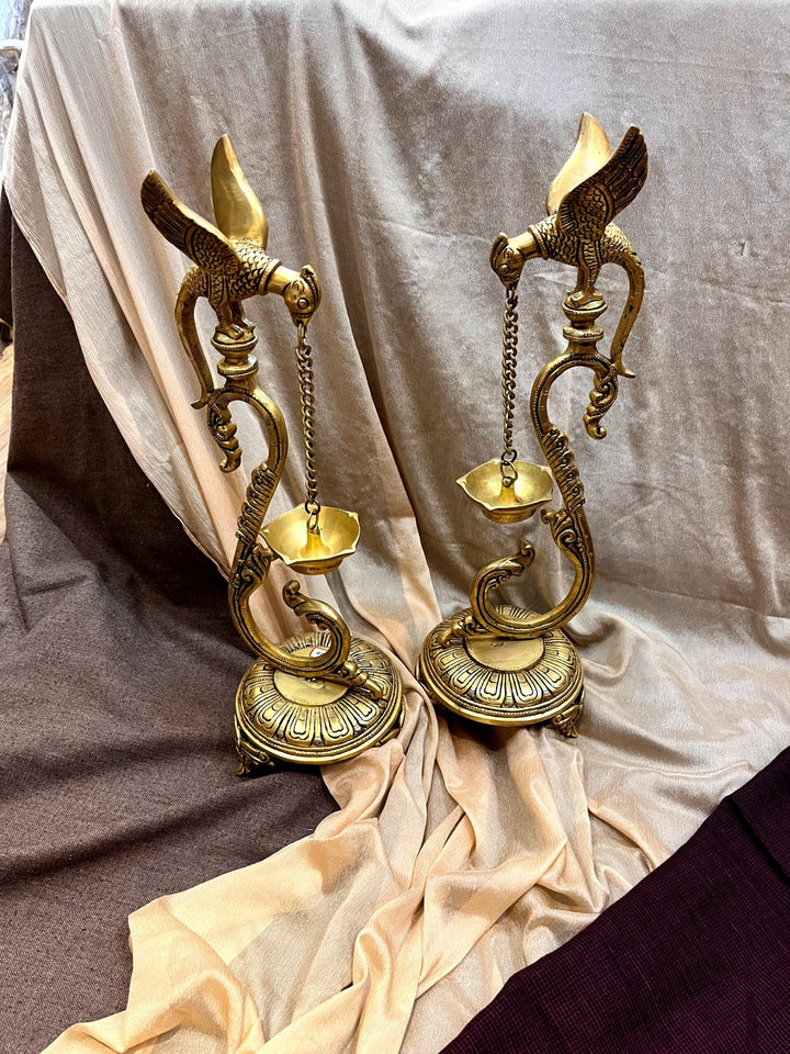 Majestic Brass Parrot Diya | Elegant Traditional Home Decor Piece