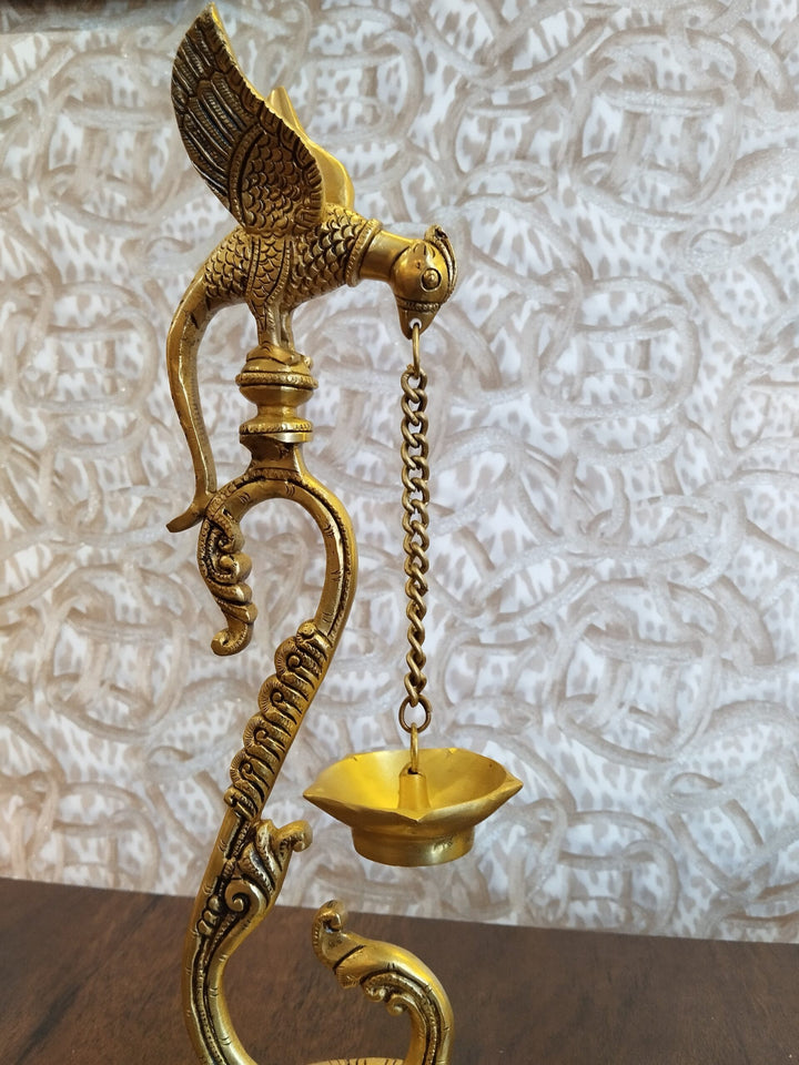 Majestic Brass Parrot Diya | Elegant Traditional Home Decor Piece