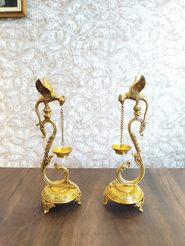 Majestic Brass Parrot Diya | Elegant Traditional Home Decor Piece