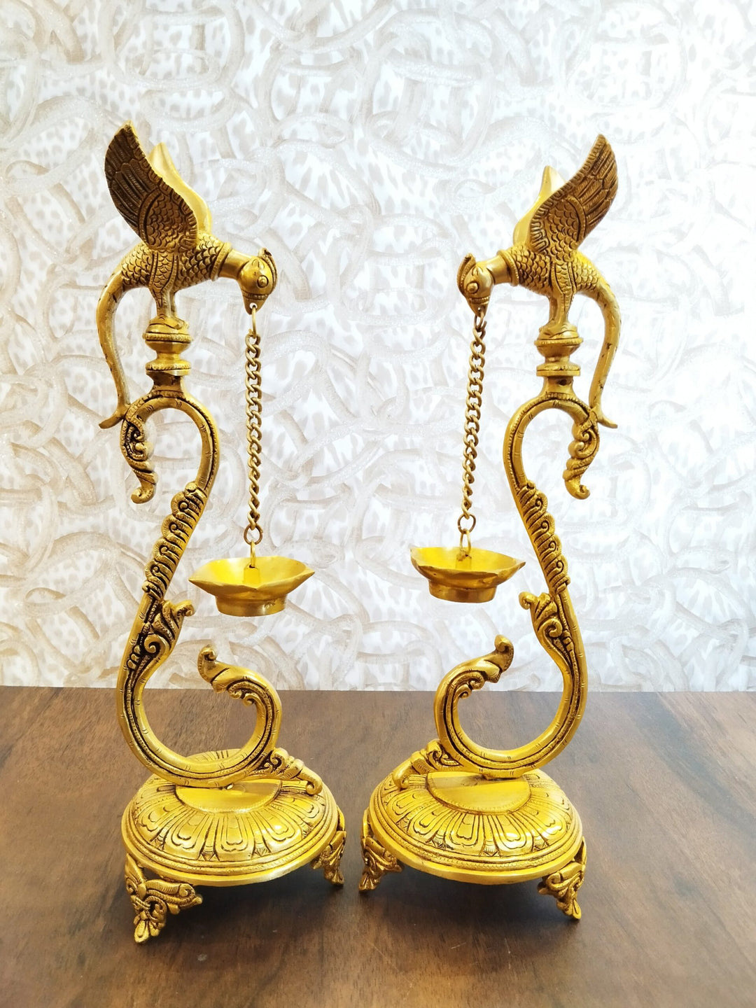 Majestic Brass Parrot Diya | Elegant Traditional Home Decor Piece