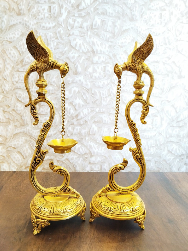Majestic Brass Parrot Diya | Elegant Traditional Home Decor Piece