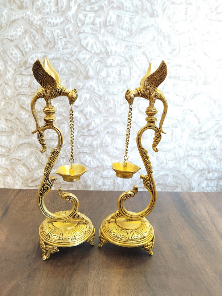 Majestic Brass Parrot Diya | Elegant Traditional Home Decor Piece