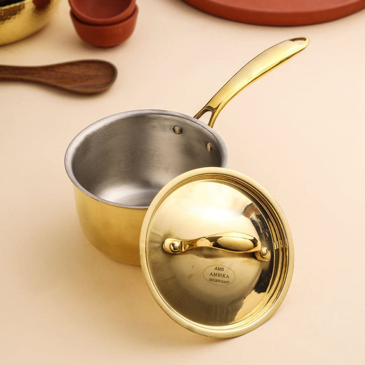 Brass Tea Pan with Lid | Traditional Tea Brewing Pan