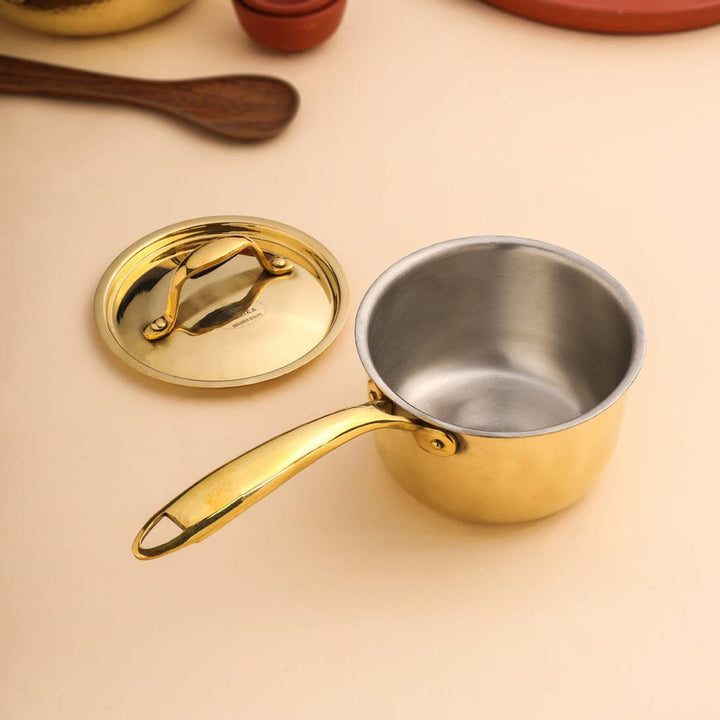 Brass Tea Pan with Lid | Traditional Tea Brewing Pan