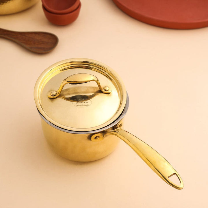 Brass Tea Pan with Lid | Traditional Tea Brewing Pan