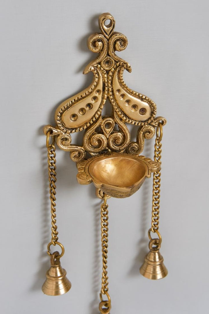 Kartikeya Brass Hanging Diya | Decorative Pooja Deepak with Bells