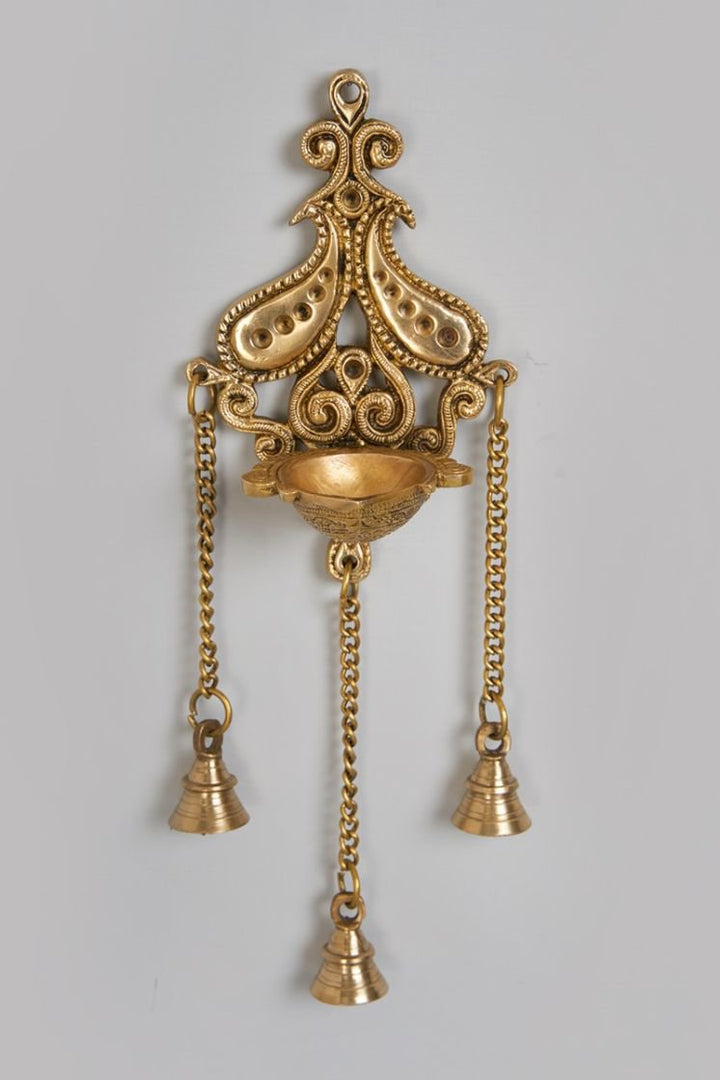 Kartikeya Brass Hanging Diya | Decorative Pooja Deepak with Bells