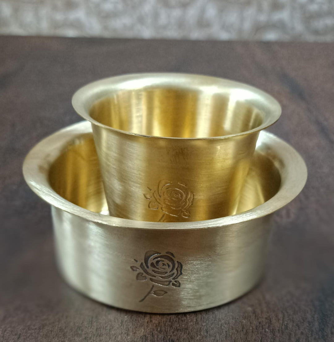 Brass Coffee Dabara Serveware Set | Madurai Rose Design Duo