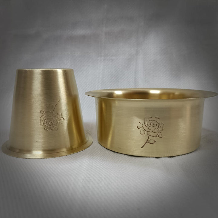 Brass Coffee Dabara Serveware Set | Madurai Rose Design Duo