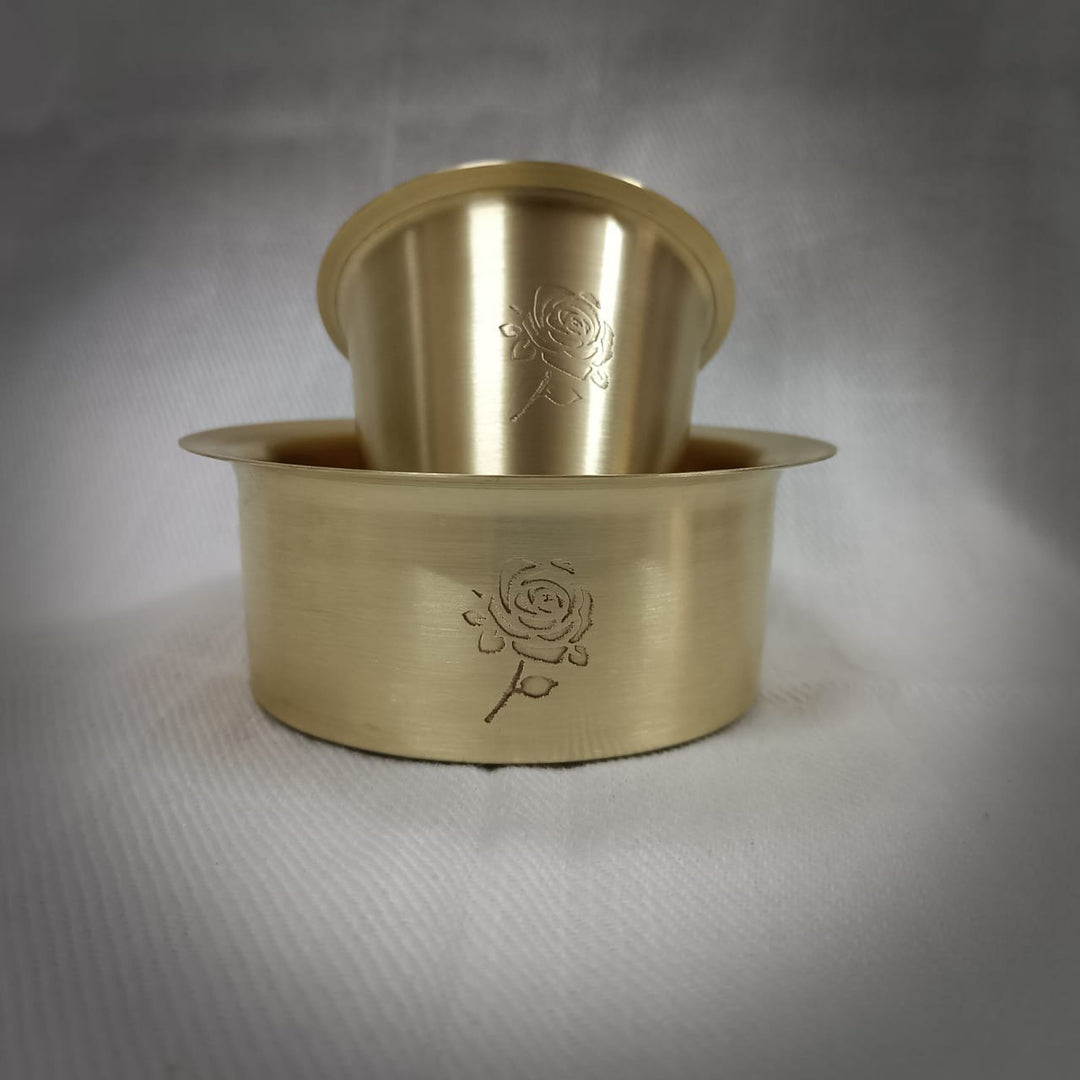 Brass Coffee Dabara Serveware Set | Madurai Rose Design Duo