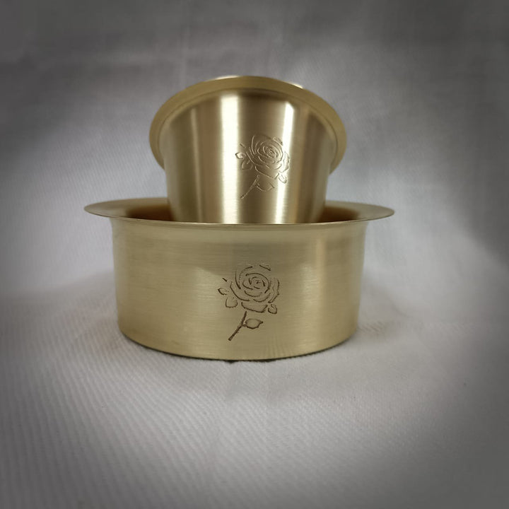 Brass Coffee Dabara Serveware Set | Madurai Rose Design Duo