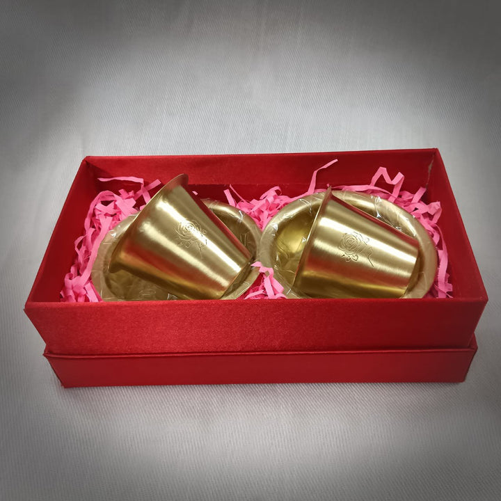Brass Coffee Dabara Serveware Set | Madurai Rose Design Duo