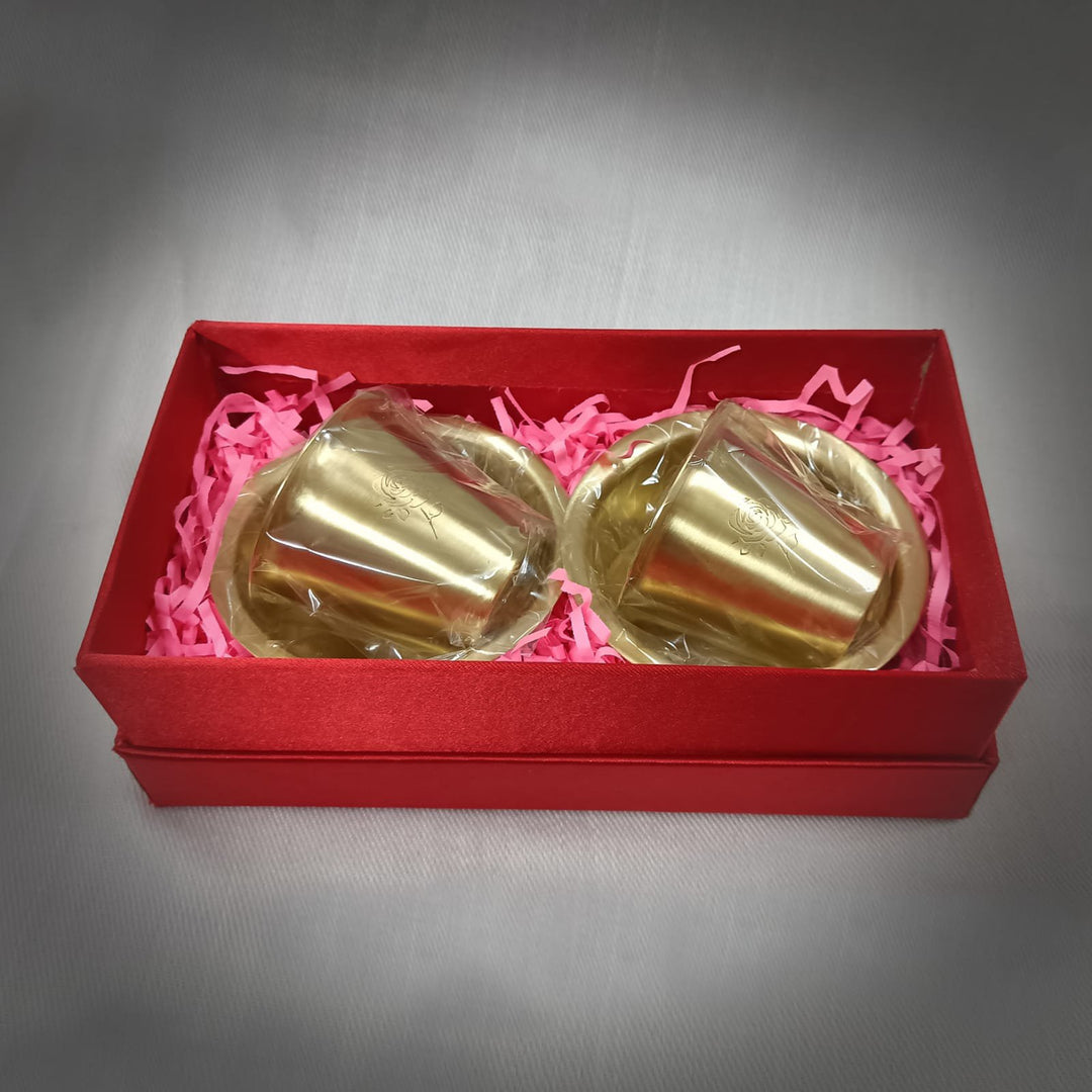 Brass Coffee Dabara Serveware Set | Madurai Rose Design Duo