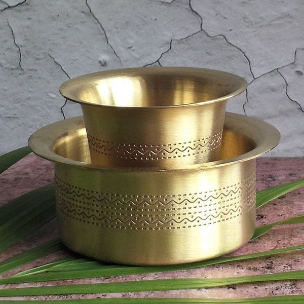 Etched Brass Serving Set | Malabar Dabara Coffee Cups Set of 2
