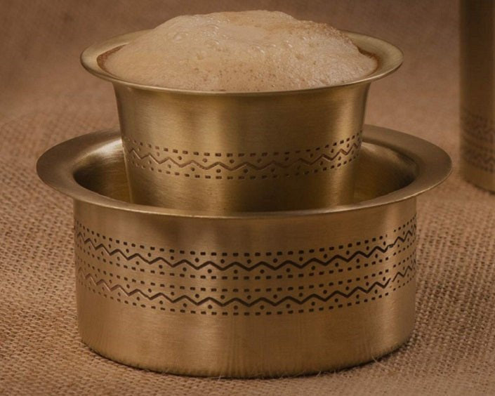 Etched Brass Serving Set | Malabar Dabara Coffee Cups Set of 2