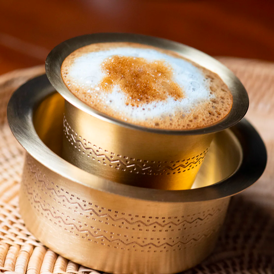 Etched Brass Serving Set | Malabar Dabara Coffee Cups Set of 2