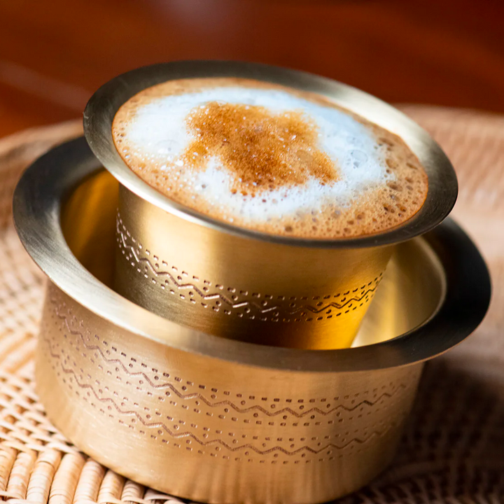 Etched Brass Serving Set | Malabar Dabara Coffee Cups Set of 2