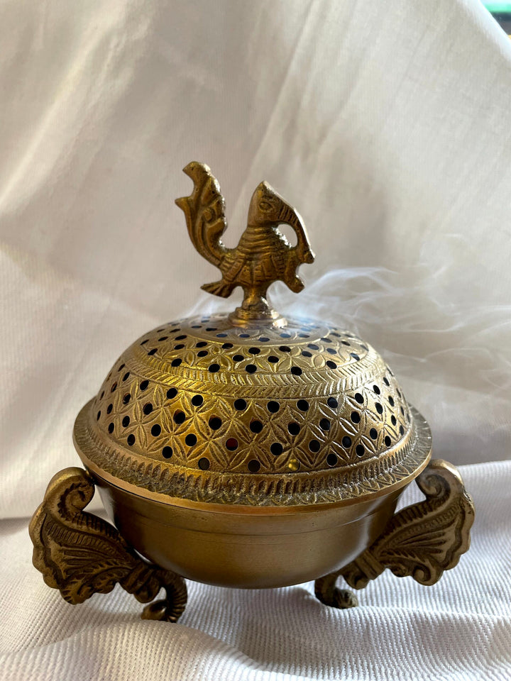 Brass Incense Burner | Peacock Design Spiritual Pooja Item