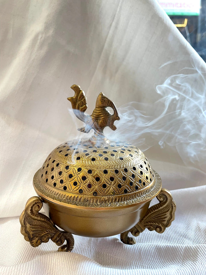 Brass Incense Burner | Peacock Design Spiritual Pooja Item