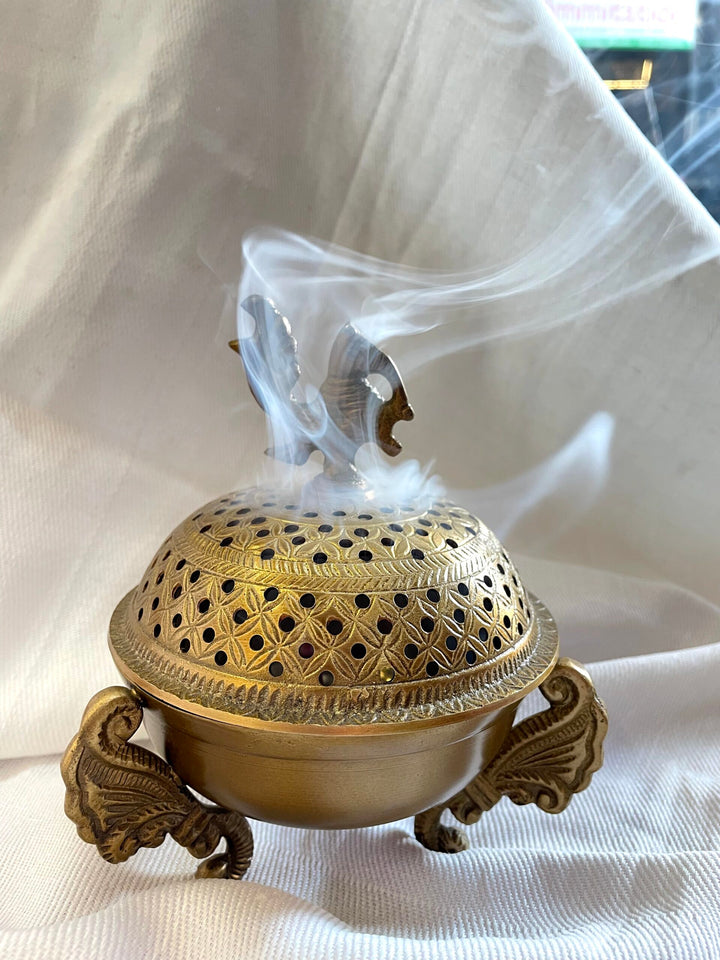 Brass Incense Burner | Peacock Design Spiritual Pooja Item