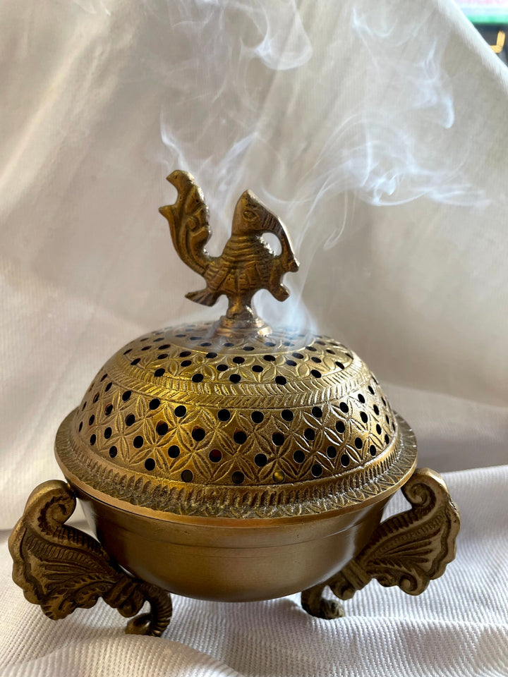 Brass Incense Burner | Peacock Design Spiritual Pooja Item