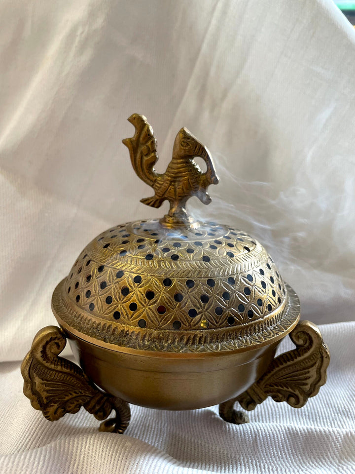 Brass Incense Burner | Peacock Design Spiritual Pooja Item