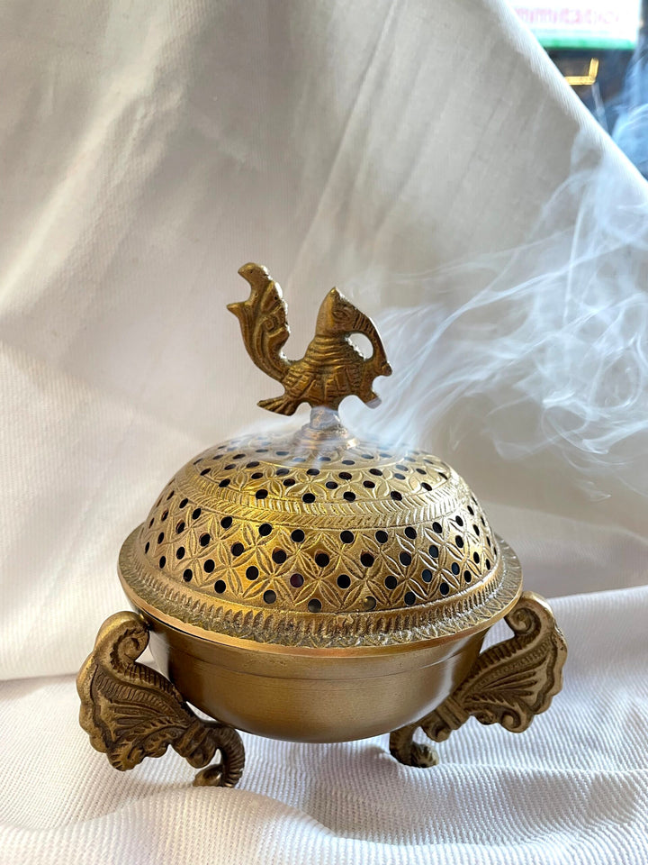 Brass Incense Burner | Peacock Design Spiritual Pooja Item