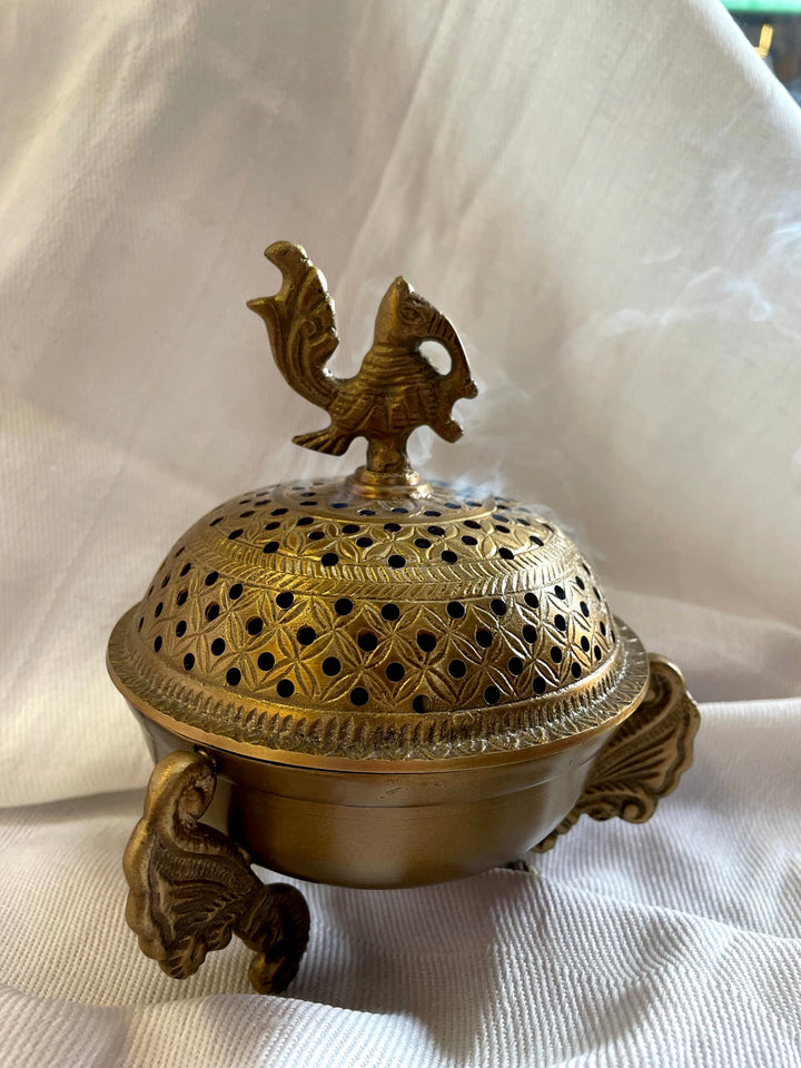 Brass Incense Burner | Peacock Design Spiritual Pooja Item