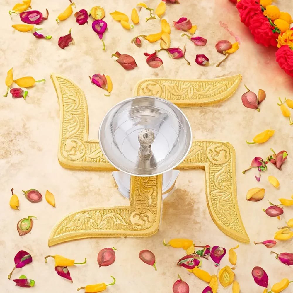 Swastik Diya | Traditional Brass Pooja Oil Lamp