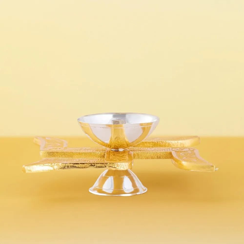 Swastik Diya | Traditional Brass Pooja Oil Lamp